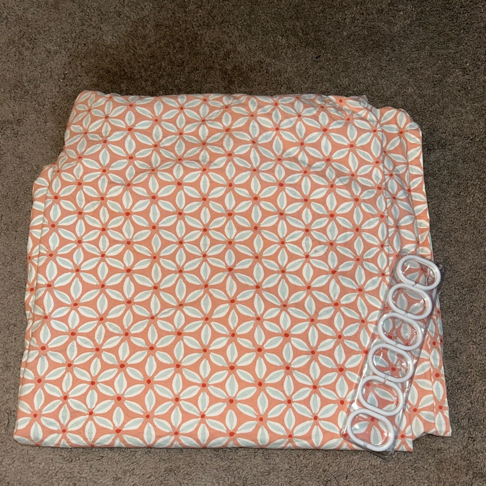 Geometric Patterned Curtain with Rings - Picture 2 of 2